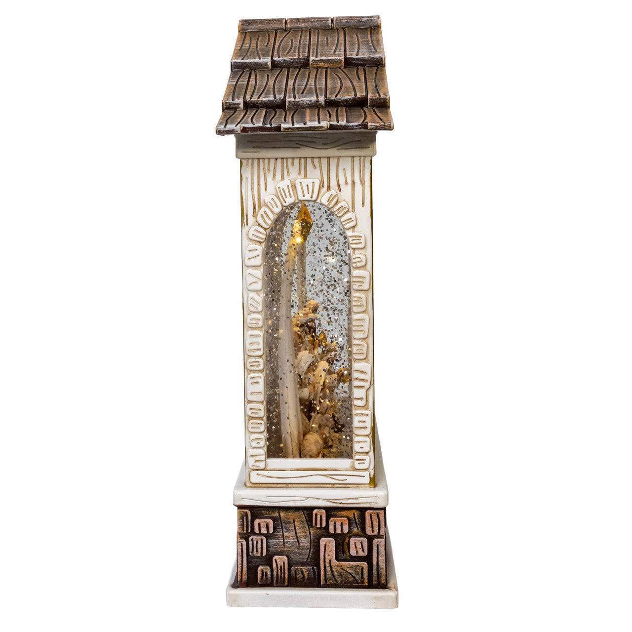 10" Battery Operated USB LED Courtyard Nativity Scene With Spinning Glitter Water lantern