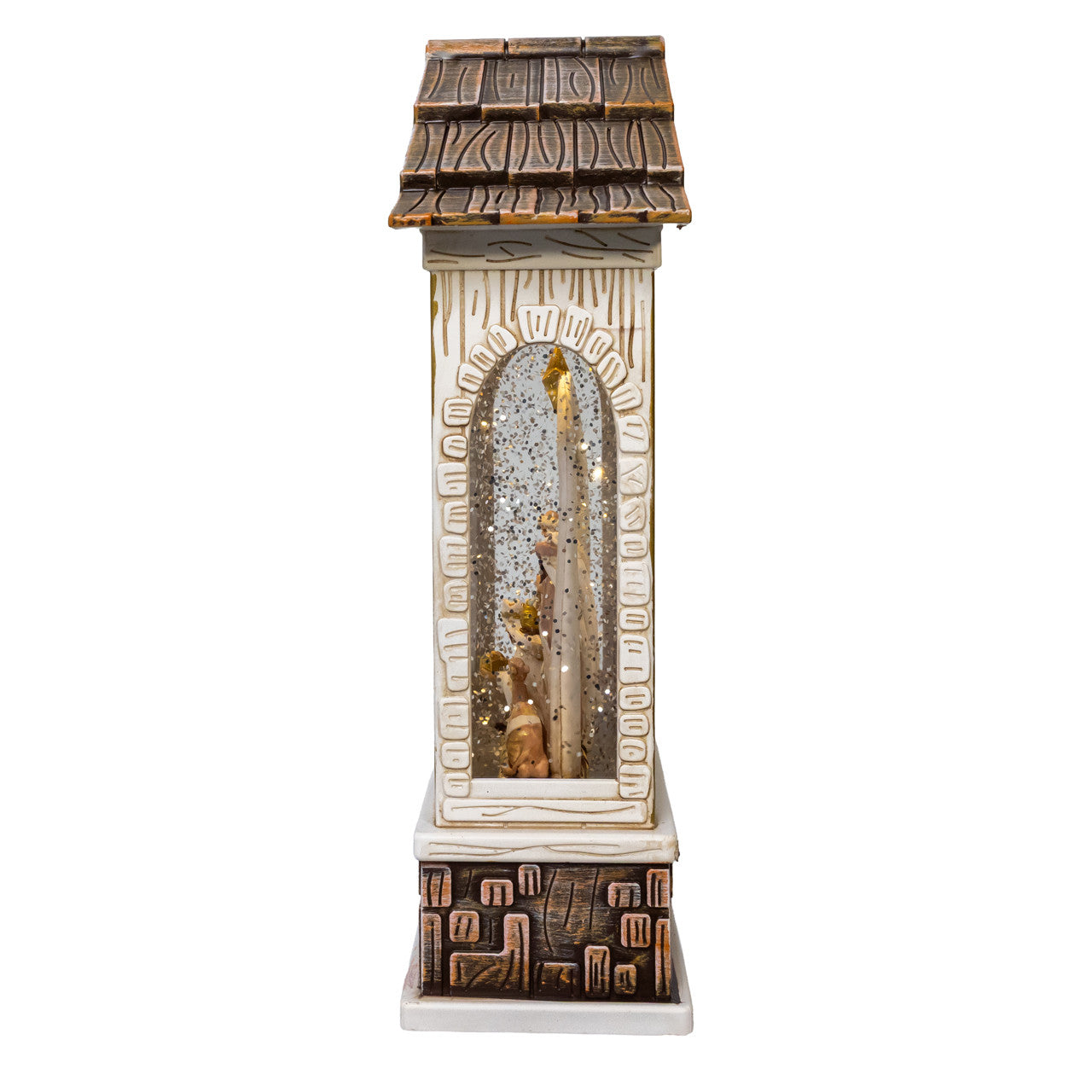 10" Battery Operated USB LED Courtyard Nativity Scene With Spinning Glitter Water lantern