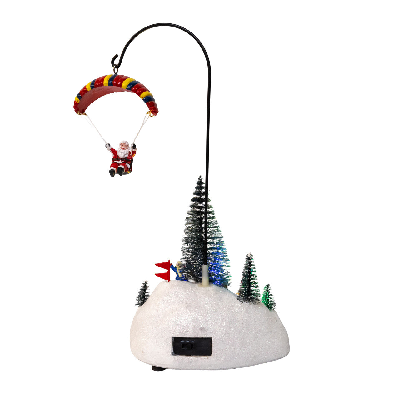 13.2" Musical LED Parachute Santa & Skiing Scene Table Piece