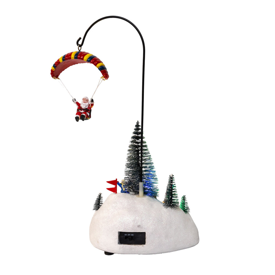 13.2" Musical LED Parachute Santa & Skiing Scene Table Piece
