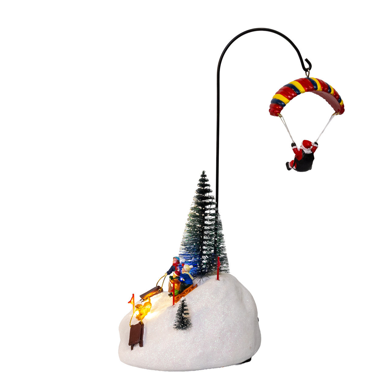 13.2" Musical LED Parachute Santa & Skiing Scene Table Piece