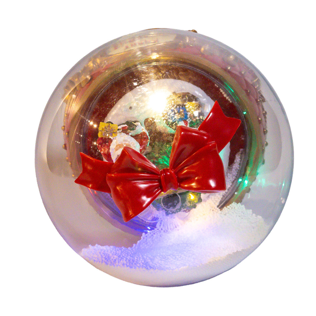 11.4" Battery Operated Musical LED Santa & Tree With Swirling Snow Christmas Ball Table Piece
