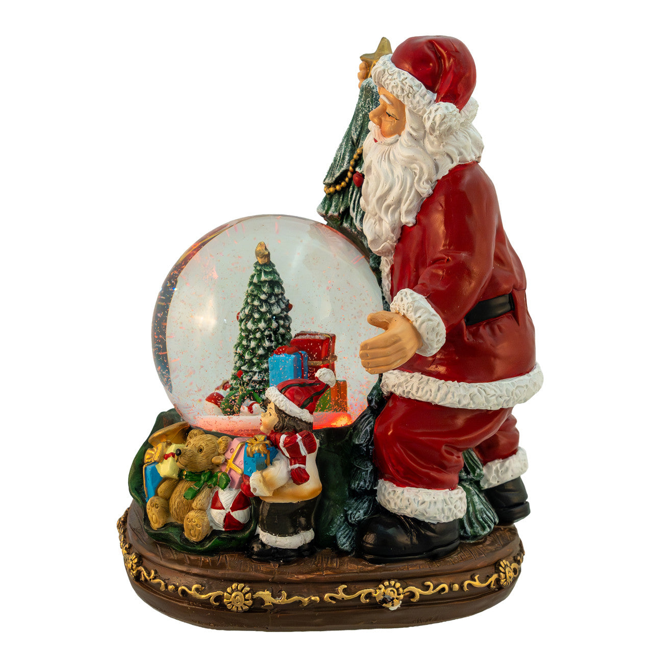 100MM Musical Santa With Children & Tree Water Globe