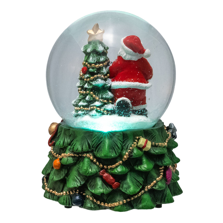 100MM Musical Santa With Tree Water Globe