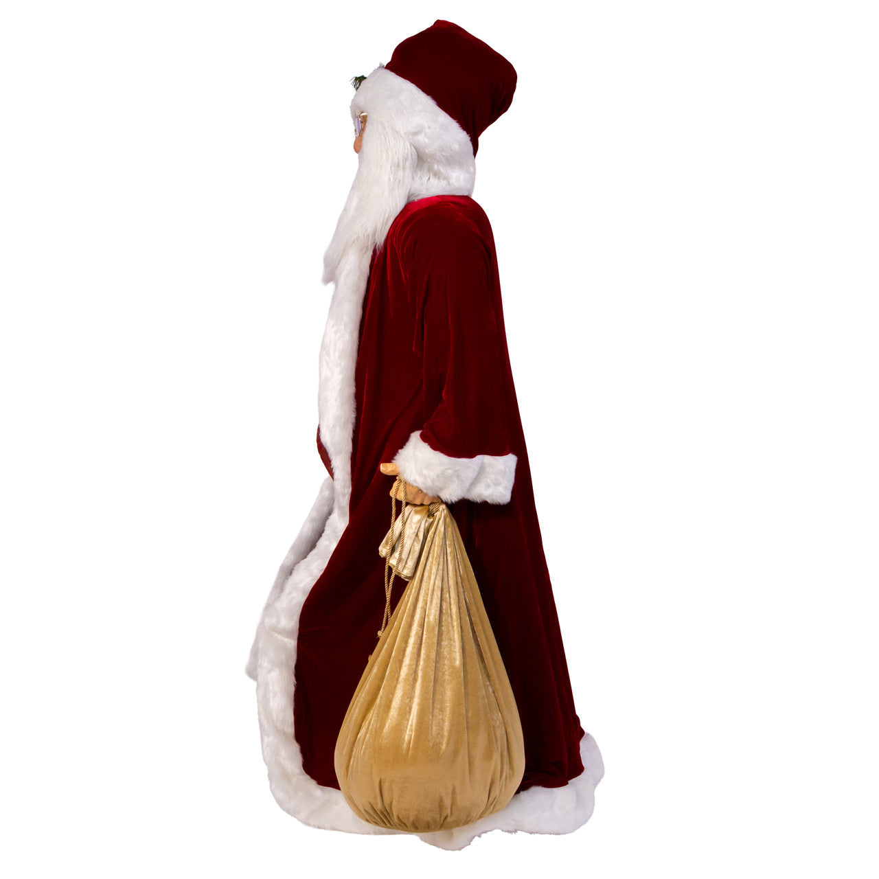 72" Jacqueline Kent Red & Gold Traditional Santa With Bag