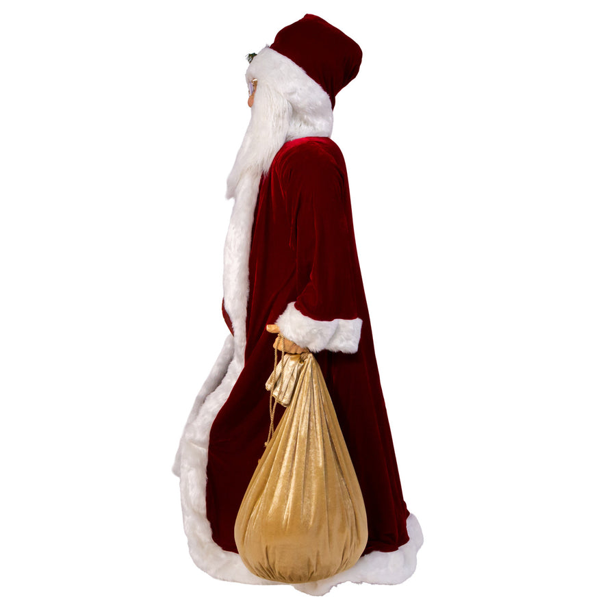 72" Jacqueline Kent Red & Gold Traditional Santa With Bag