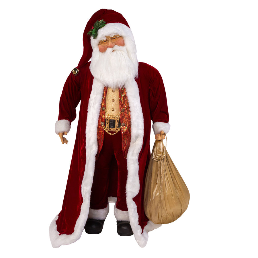 72" Jacqueline Kent Red & Gold Traditional Santa With Bag