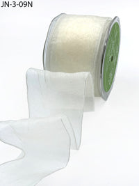 2.5 Inch Shimmer Sheer Ribbon with Wired Edge – JN09N – IVORY