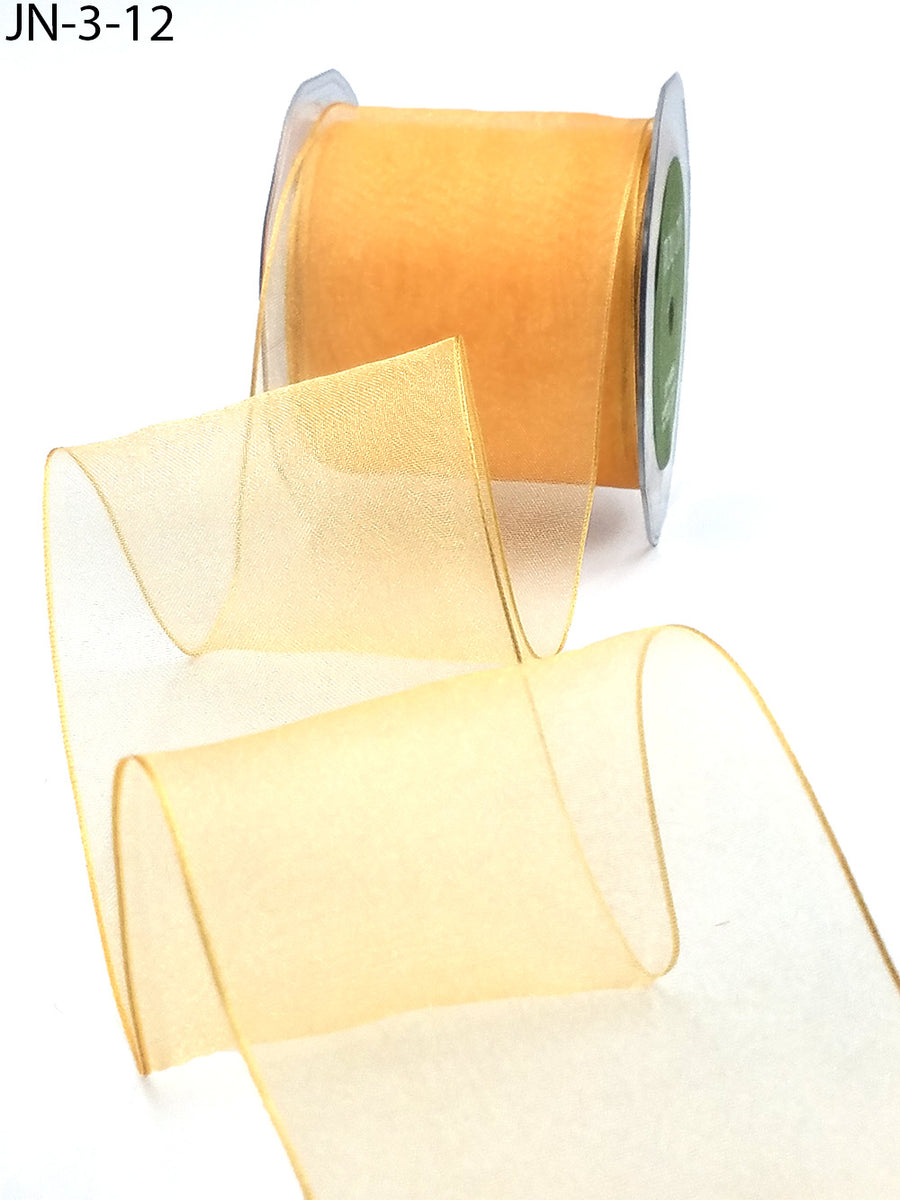 2.5 Inch Shimmer Sheer Ribbon with Wired Edge – JN12 – PEACH