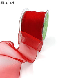 2.5 Inch Shimmer Sheer Ribbon with Wired Edge – JN14N – RED