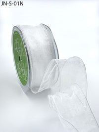 1.5 Inch Shimmer Sheer Ribbon with Wired Edge – JN-5-01N – WHITE