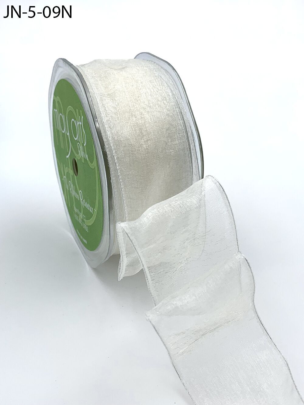 1.5 Inch Shimmer Sheer Ribbon with Wired Edge – JN-5-09N IVORY