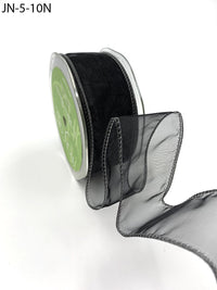 1.5 Inch Shimmer Sheer Ribbon with Wired Edge – JN-5-10N BLACK