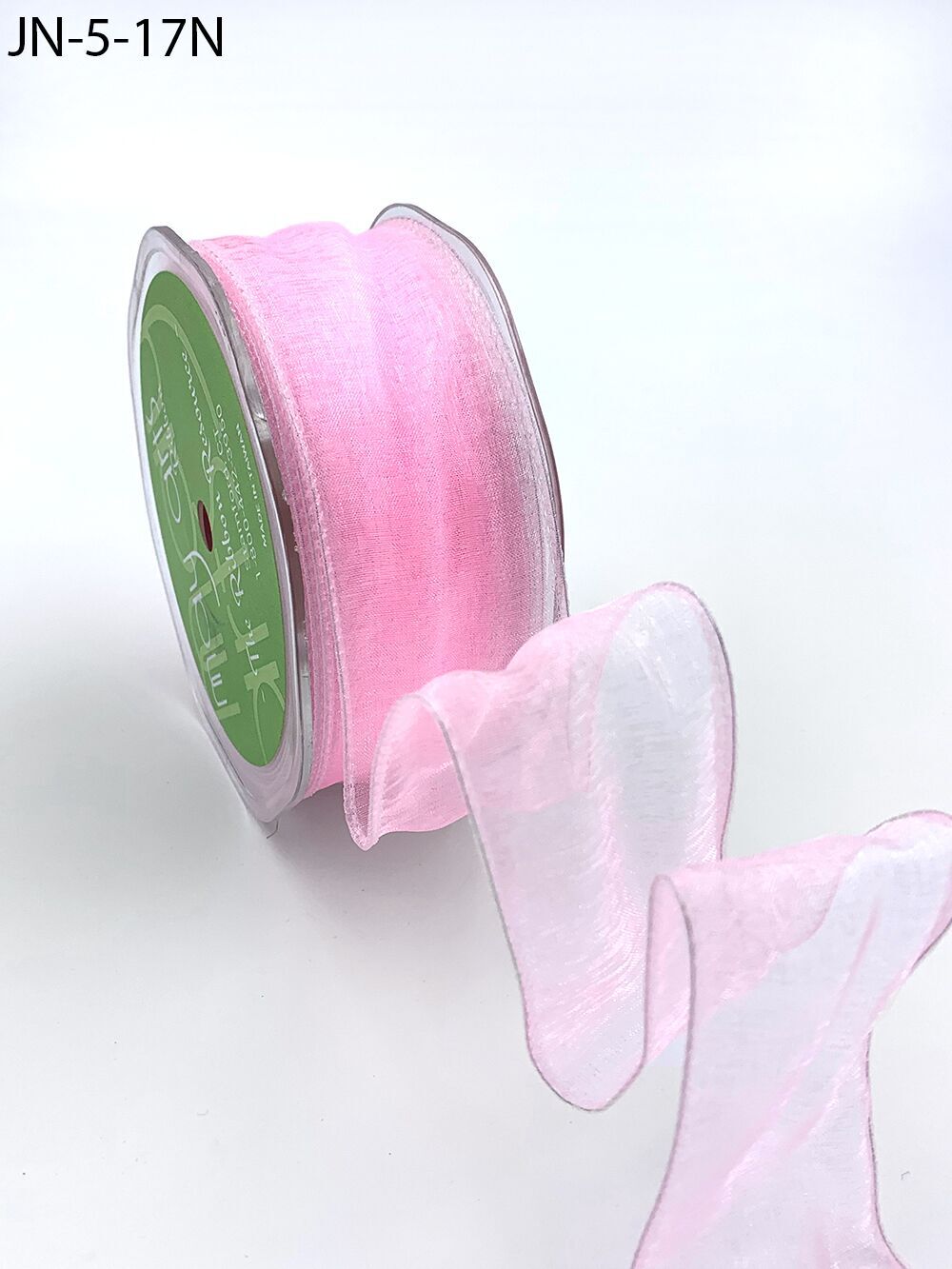 1.5 Inch Shimmer Sheer Ribbon with Wired Edge – JN-5-17N PINK