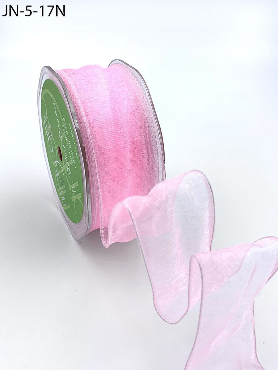 1.5 Inch Shimmer Sheer Ribbon with Wired Edge – JN-5-17N PINK