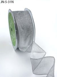 1.5 Inch Shimmer Sheer Ribbon with Wired Edge – JN-5-31N SILVER