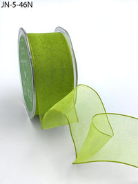 1.5 Inch Shimmer Sheer Ribbon with Wired Edge – JN-5-46N PARROT GREEN