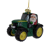 John Deere™ Glass Green Tractor Ornaments
