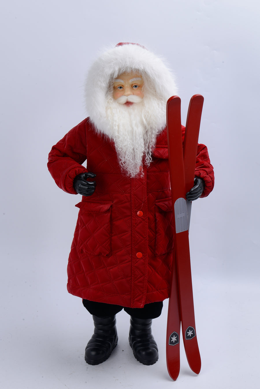Santa With Wooden Skis