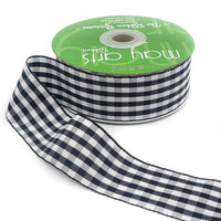 1.5 Inch Checkered Gingham Ribbon with Woven Edge – KB-5-10 – BLACK