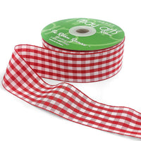 1.5 Inch Checkered Gingham Ribbon with Woven Edge – KB-5-14 – RED