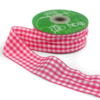 1.5 Inch Checkered Gingham Ribbon with Woven Edge – KB-5-17 – PINK