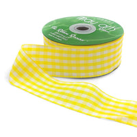 1.5 Inch Checkered Gingham Ribbon with Woven Edge – KB-5-27 – YELLOW