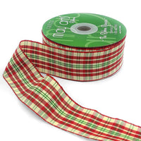 1.5 Inch Checkered Gingham Ribbon with Woven Edge – KB-5-45 – RED/GREEN/YELLOW PLAID