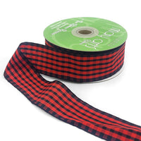 1.5 Inch Checkered Gingham Ribbon with Woven Edge – KB-5-94 – RED/BLACK