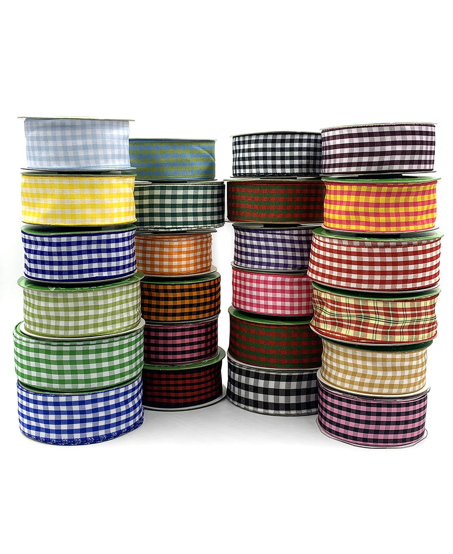 1.5 Inch Checkered Gingham Ribbon with Woven Edge – KB-5-19 LIGHT PINK