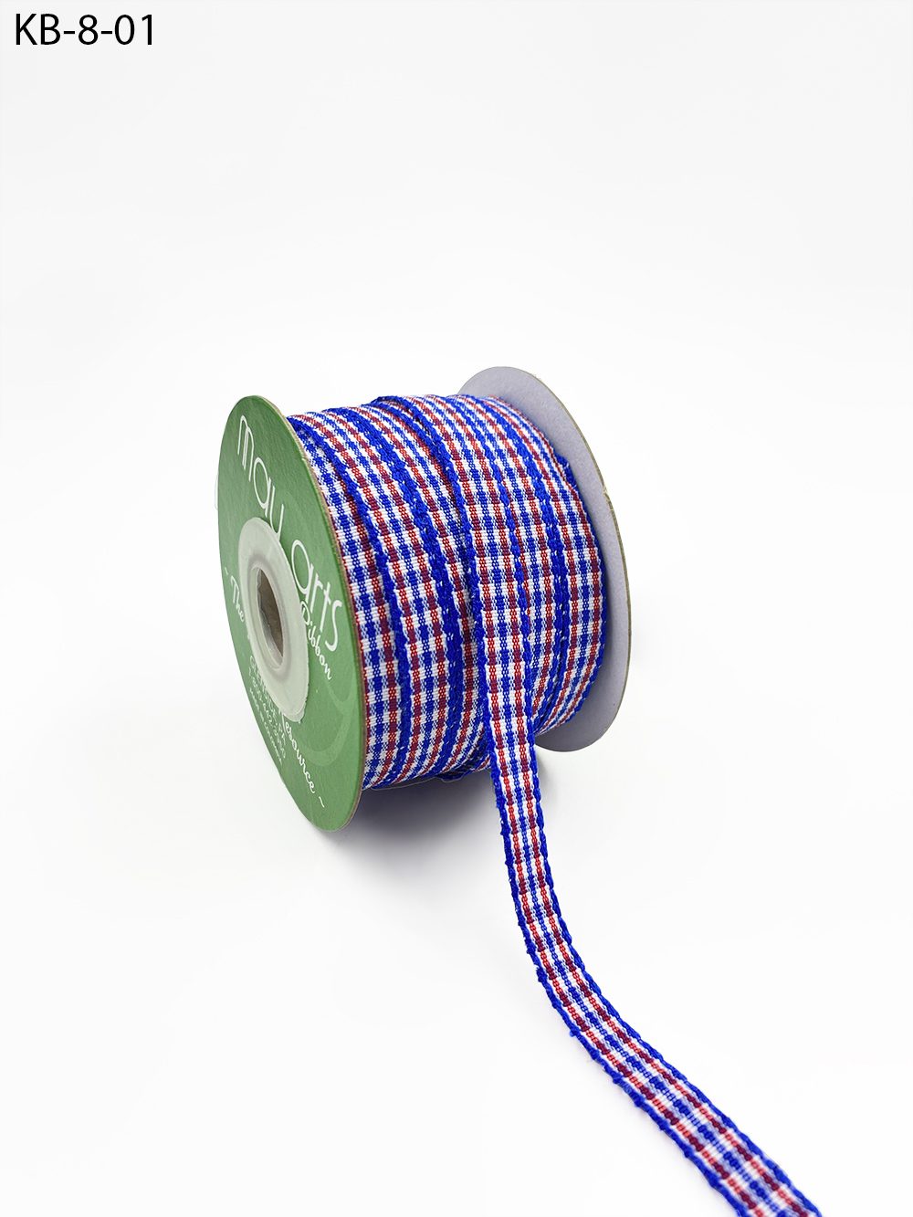 3/8 Inch Checkered Ribbon with Woven Edge – KB-8-01 RED/WHITE/BLUE