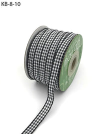 3/8 Inch Checkered Ribbon with Woven Edge – KB-8-10 BLACK