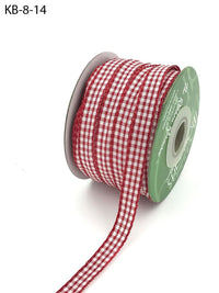 3/8 Inch Checkered Ribbon with Woven Edge – KB-8-14 RED