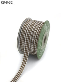 3/8 Inch Checkered Ribbon with Woven Edge – KB-8-32 GINGERBREAD