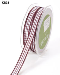 3/8 Inch Checkered Ribbon with Woven Edge – KB-8-33 RAISIN