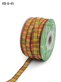 3/8 Inch Checkered Ribbon with Woven Edge – KB-8-45 RED/GREEN/YELLOW