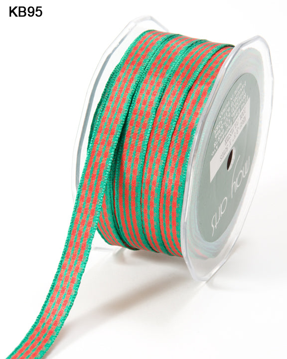 3/8 Inch Checkered Ribbon with Woven Edge – KB-8-95 RED/GREEN