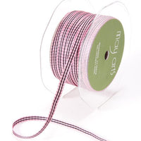 3/16 Inch Checkered Gingham Ribbon with Woven Edge – KB-9-97 – PINK/BLACK