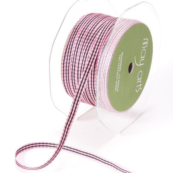 3/16 Inch Checkered Gingham Ribbon with Woven Edge – KB-9-97 – PINK/BLACK