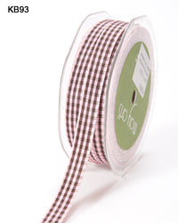 3/8 Inch Checkered Ribbon with Woven Edge – KB-8-93 PINK/BROWN