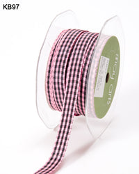 3/8 Inch Checkered Ribbon with Woven Edge – KB-8-97 PINK/BLACK
