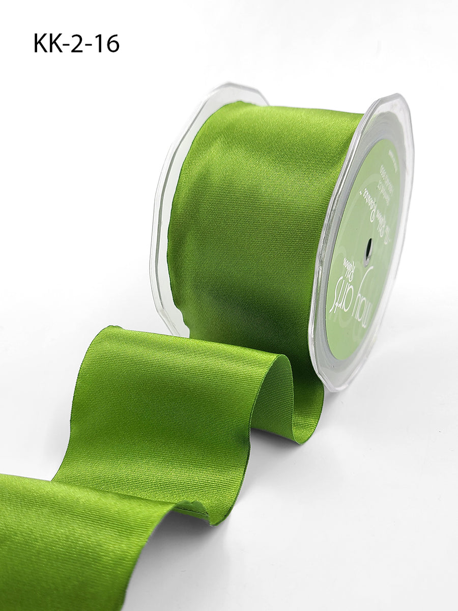 2 Inch Single Faced Satin Cut on the Bias Ribbon with Wavy Cut Edge – KK-2-16 OLIVE