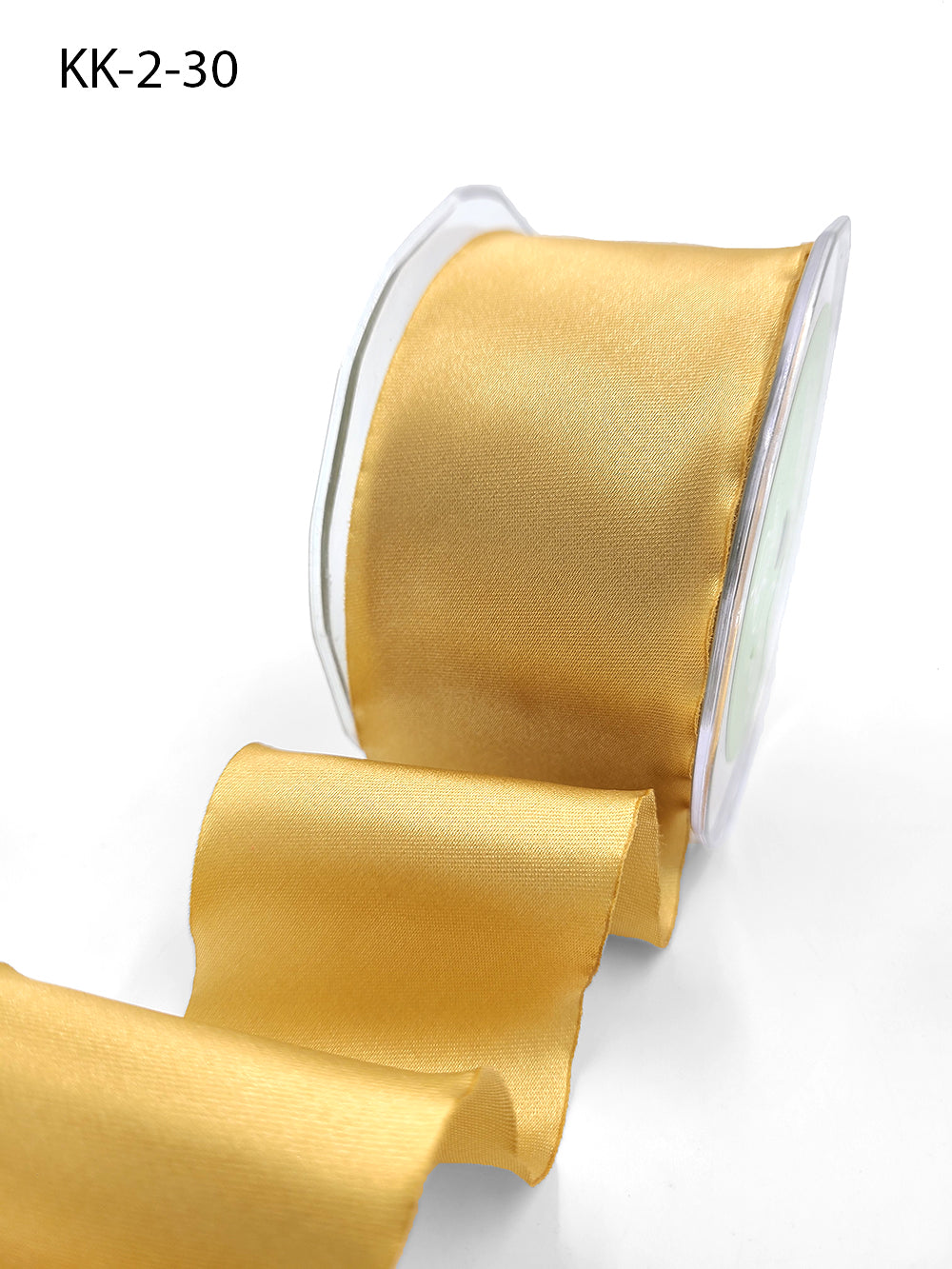 2 Inch Single Faced Satin Cut on the Bias Ribbon with Wavy Cut Edge – KK-2-30 GOLD