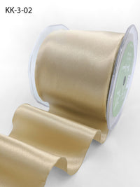 3 Inch Single Faced Satin Cut on the Bias Ribbon with Wavy Cut Edge – KK-3-02 CHAMPAGNE