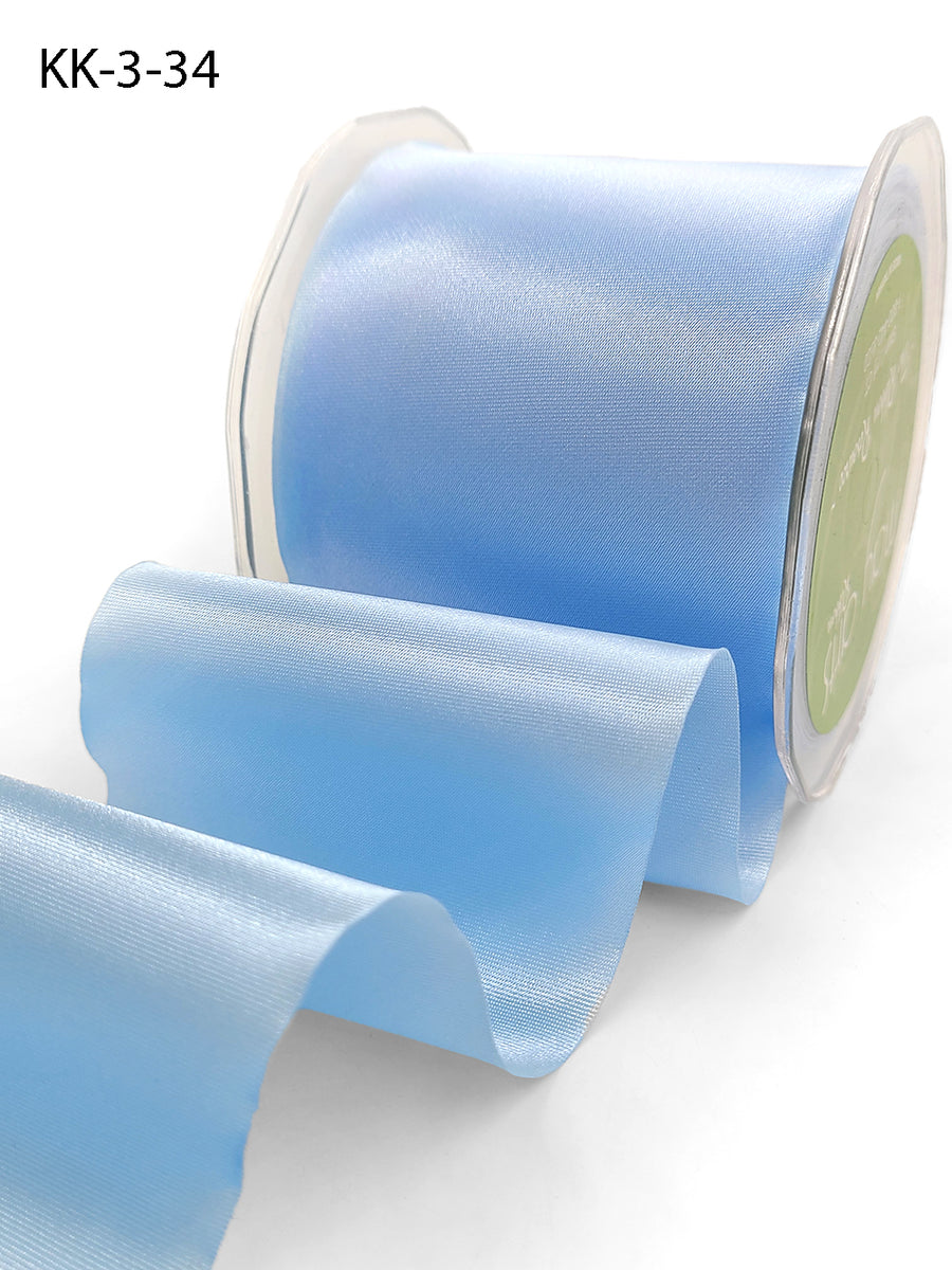 3 Inch Single Faced Satin Cut on the Bias Ribbon with Wavy Cut Edge – KK-3-34 LIGHT BLUE