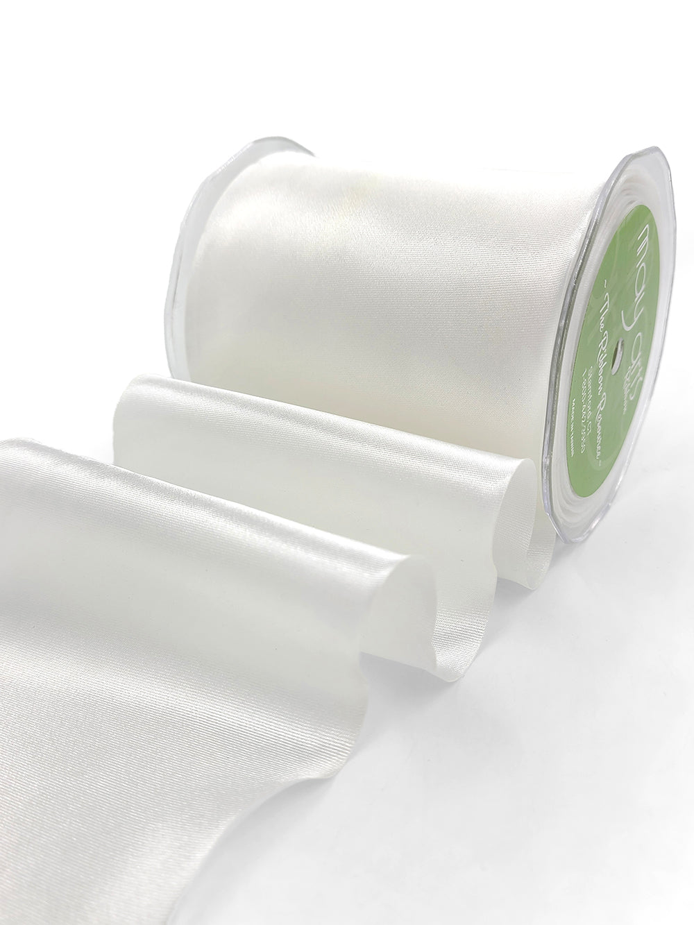 4 Inch Single Faced Satin Cut on the Bias Ribbon with Wavy Cut Edge – KK-4-01 WHITE