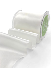 4 Inch Single Faced Satin Cut on the Bias Ribbon with Wavy Cut Edge – KK-4-01 WHITE