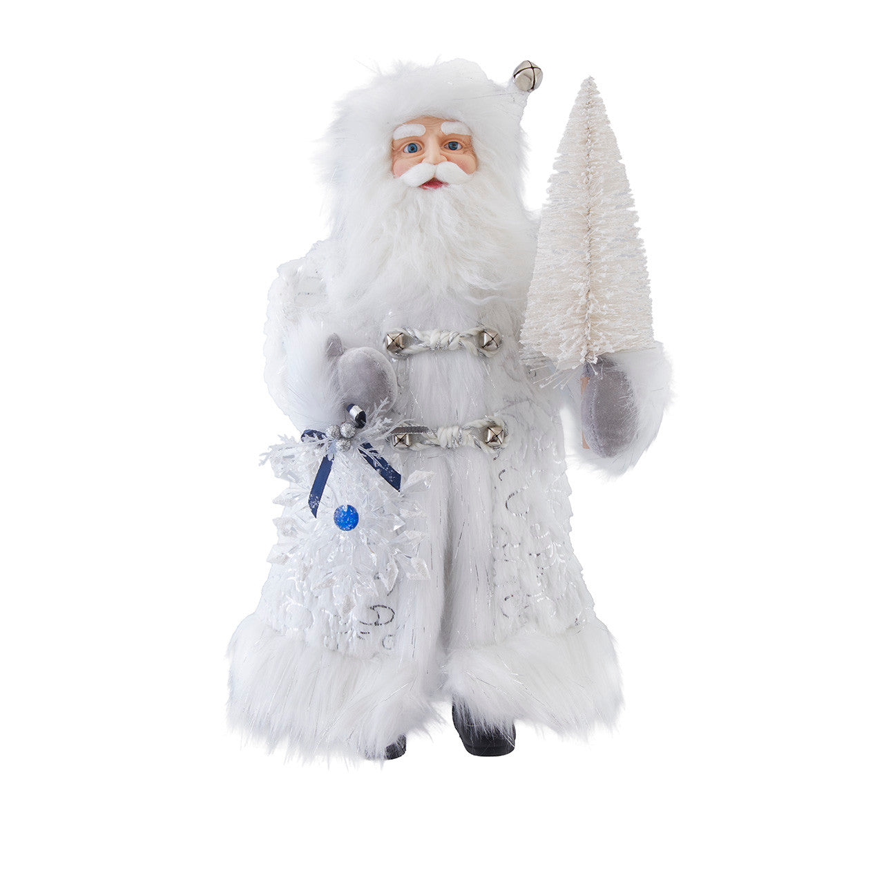 18" KSA Kringles White & Silver Sants With Tree