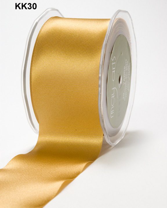 3 Inch Single Faced Satin Cut on the Bias Ribbon with Wavy Cut Edge – KK-3-30 GOLD