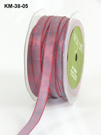 3/8 Iridescent Ribbon with Wired Edge – KM05 – LIGHT BLUE/RED